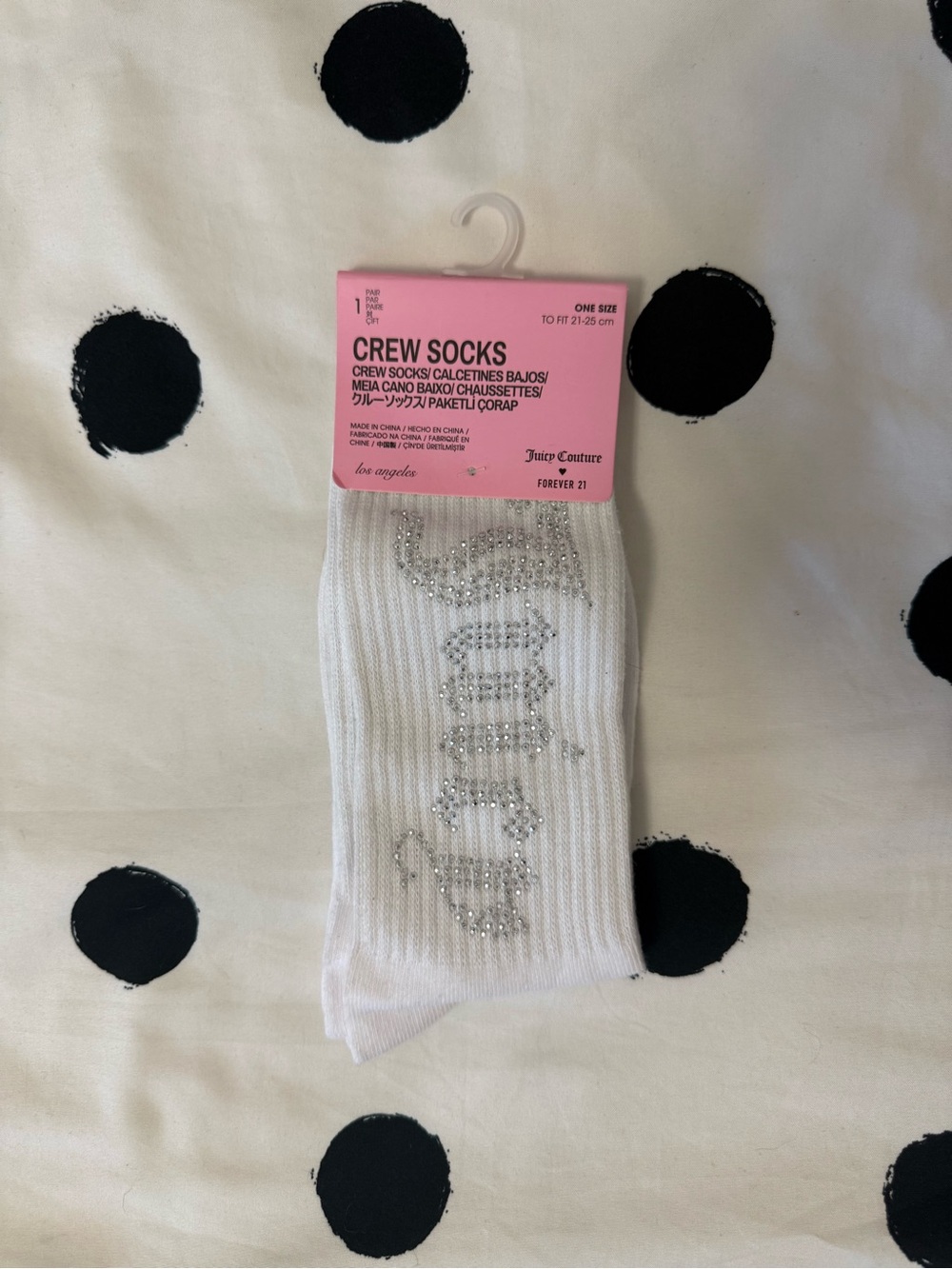 Juicy Couture White Crew Socks with Crystal 'Juicy' Script